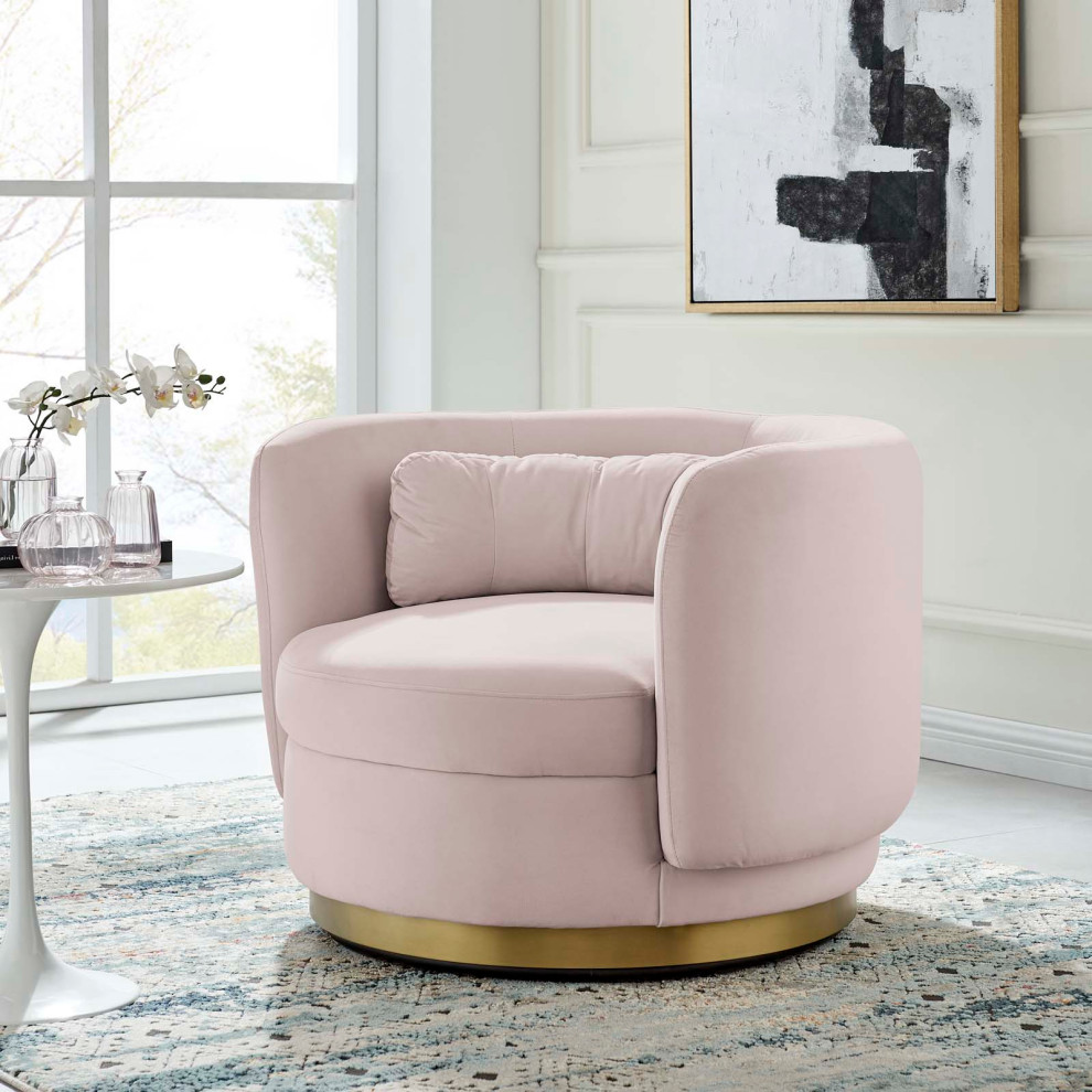 Armchair Swivel Accent Chair  Gold Velvet  Modern  Cafe Hospitality   Contemporary   Armchairs And Accent Chairs   by House Bound  Houzz