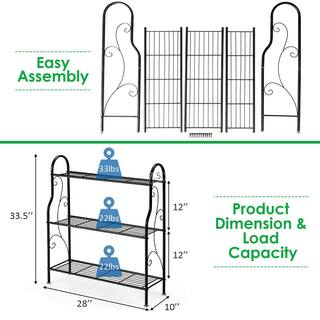 Gymax 3-Tier Metal Plant Stand Elegant Scrollwork Pattern Flower Display Shelf GYM05080