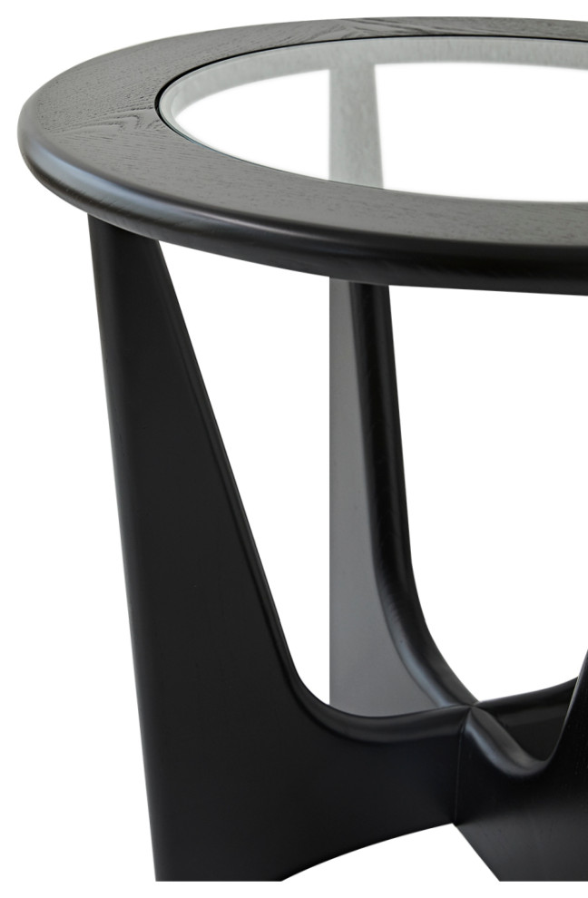 Glass Top Black Wooden Side Table  Liang  ampEimil Sculpto   Transitional   Side Tables And End Tables   by Oroa   Distinctive Furniture  Houzz