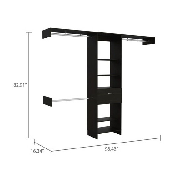 Calveston 1 Drawer 4 Shelf Closet System Black Wen...