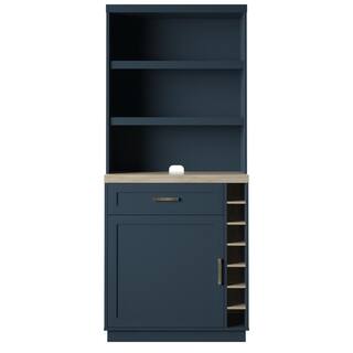 Twin Star Home 74 in. Fontana Blue 12-Shelf Standard Bookcase with Open Storage BKC6924-TPP02