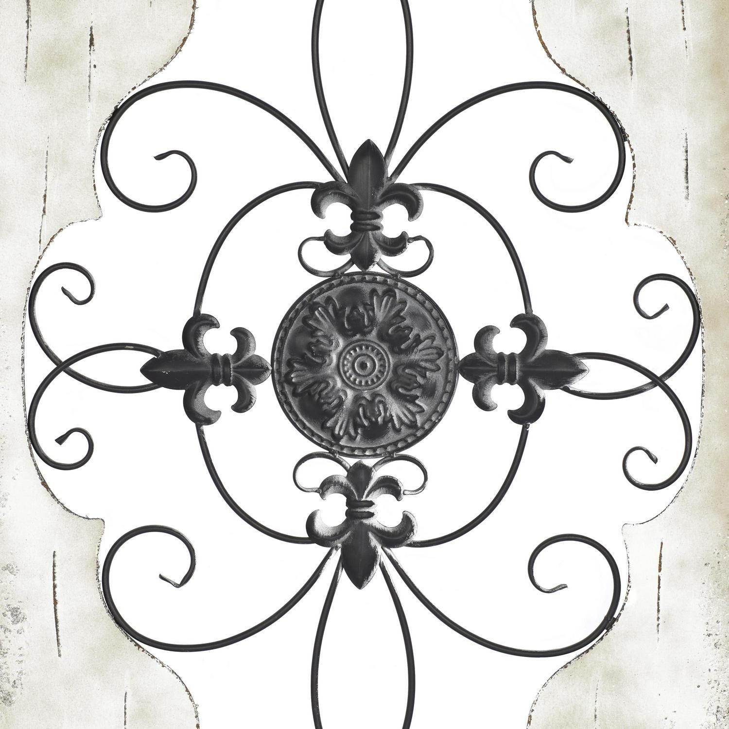 DecMode Cream Wood Scroll Wall Decor