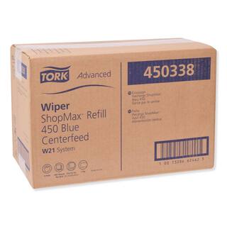 TORK 9.9 in. x 13.1 in. Blue Advanced ShopMax Wiper 450 Center Feed Refill Cleaning Wipes 200Roll 2 RollsCarton TRK450338