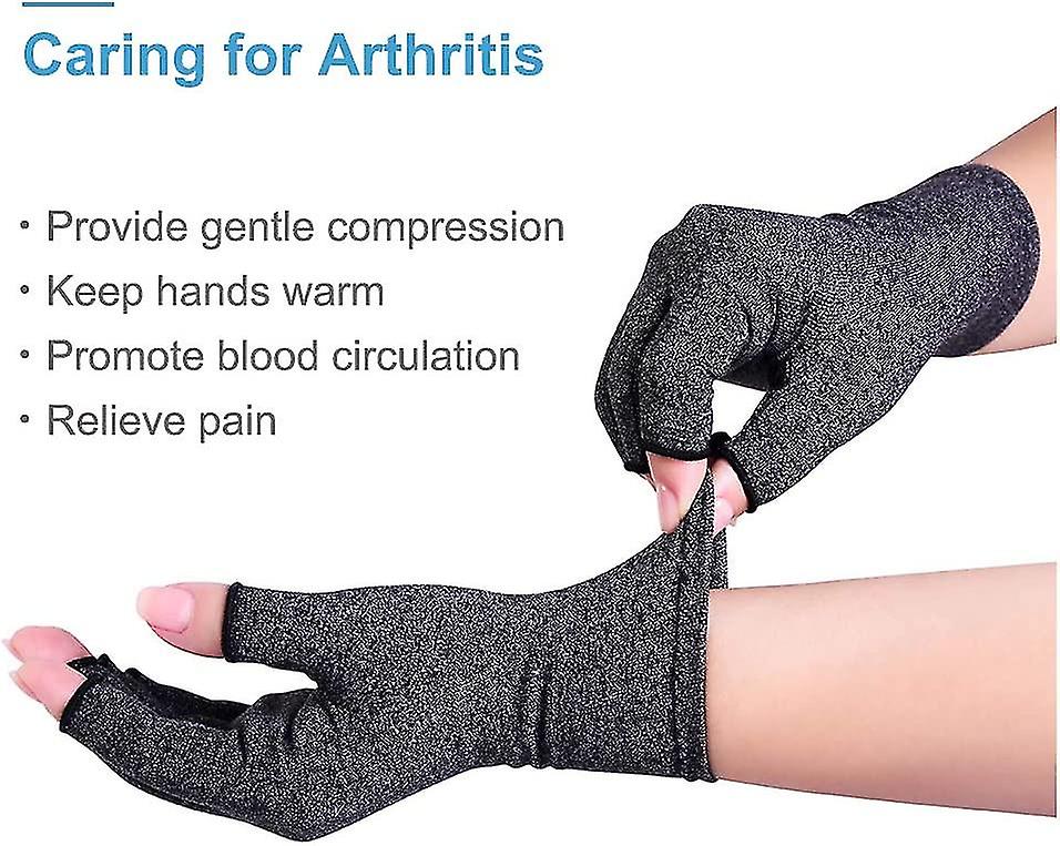 2 Pairs Arthritis Gloves Compression Gloves Fingerless Gloves For Pain Relief