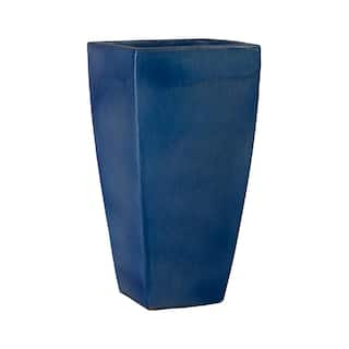 Emissary 13 in. L x 25 in. H Blue Snow Ceramic Square Planter with High-fire Treatment 05343BS-2