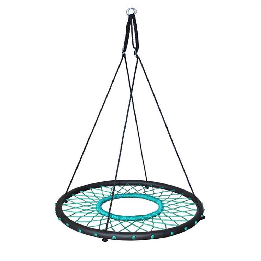 Swinging Monkey Giant 40 Inch Tarzan Spider Web Outdoor Saucer Swing Seat， Teal