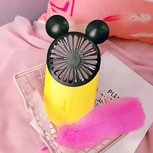 Cute Mini Fan， Portable Usb Charging， With Led Light， 3-speed Adjustable Speed， Suitable For Indoor Or Outdoor Activities  2810c Yellow