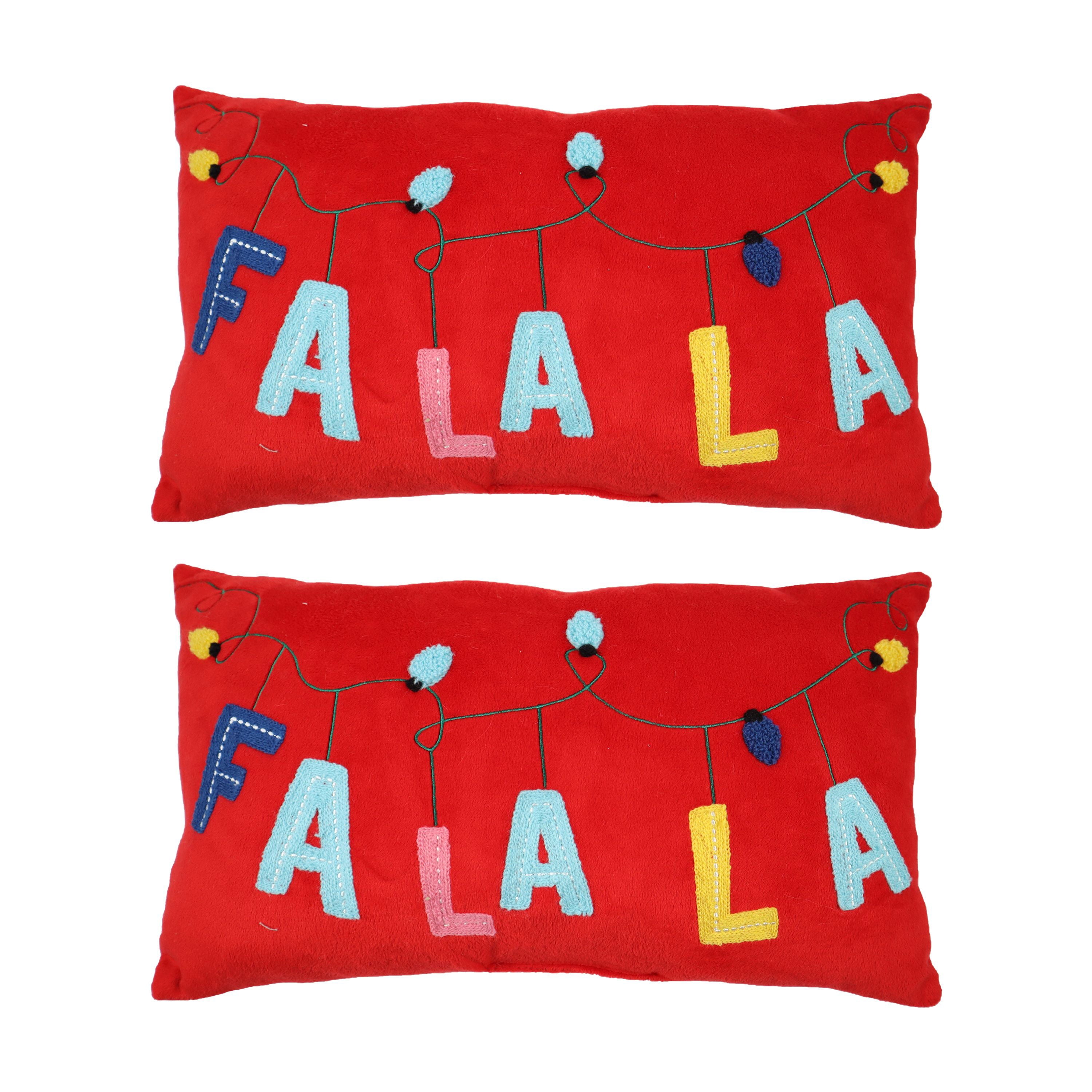 Holiday Time Falala Lumbar Christmas Decorative Pillows, 9x16inch, 2 Count Per Pack