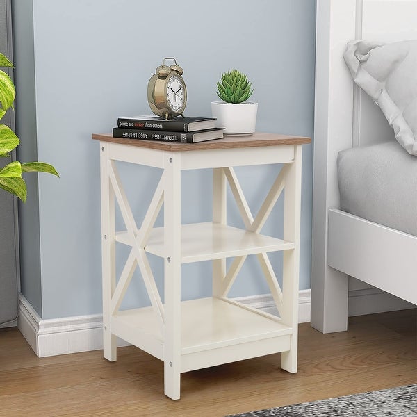 End Table with 3-Tier Storage Shelf