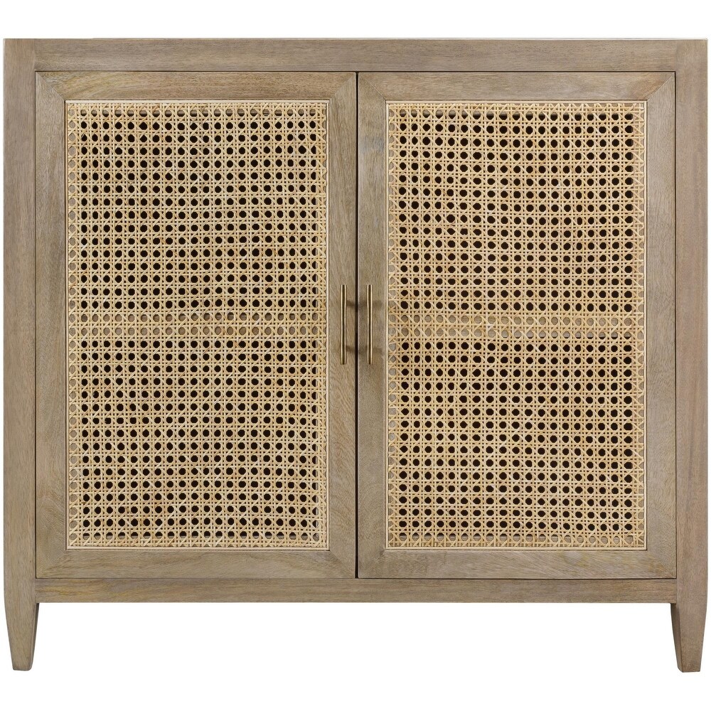 Mile Wood and Rattan Storage Cabinet