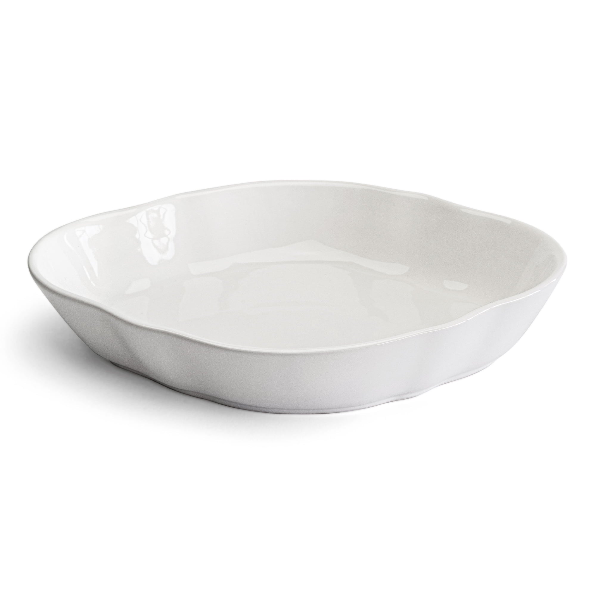 Over and Back Glossy White Stoneware Serving Bowl