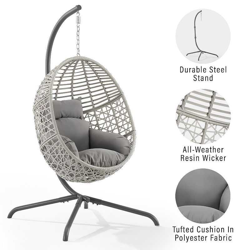 Crosley Lorelei Indoor / Outdoor Wicker Hanging Egg Patio Chair