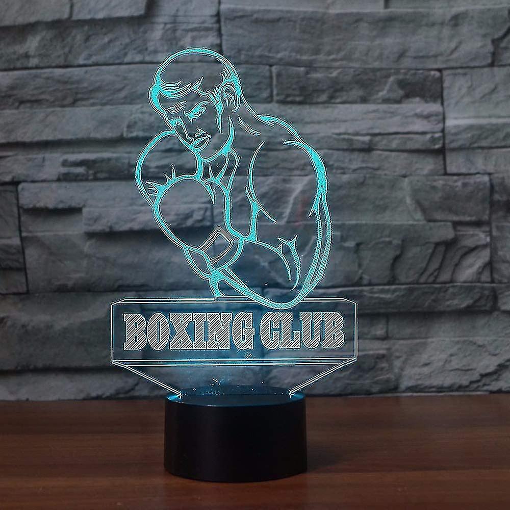 3d Visual Boxing Man Led Night Light Touch Table Desk Optical Illusion Lamps 7 Color Changing Lights