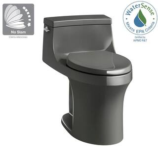 KOHLER San Souci 1-Piece 1.28 GPF Single Flush Elongated Toilet in Thunder Grey Seat Included K-5172-58