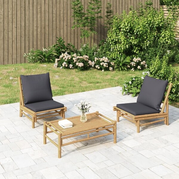 vidaXL Patio Bench with Cream White Cushions Bamboo