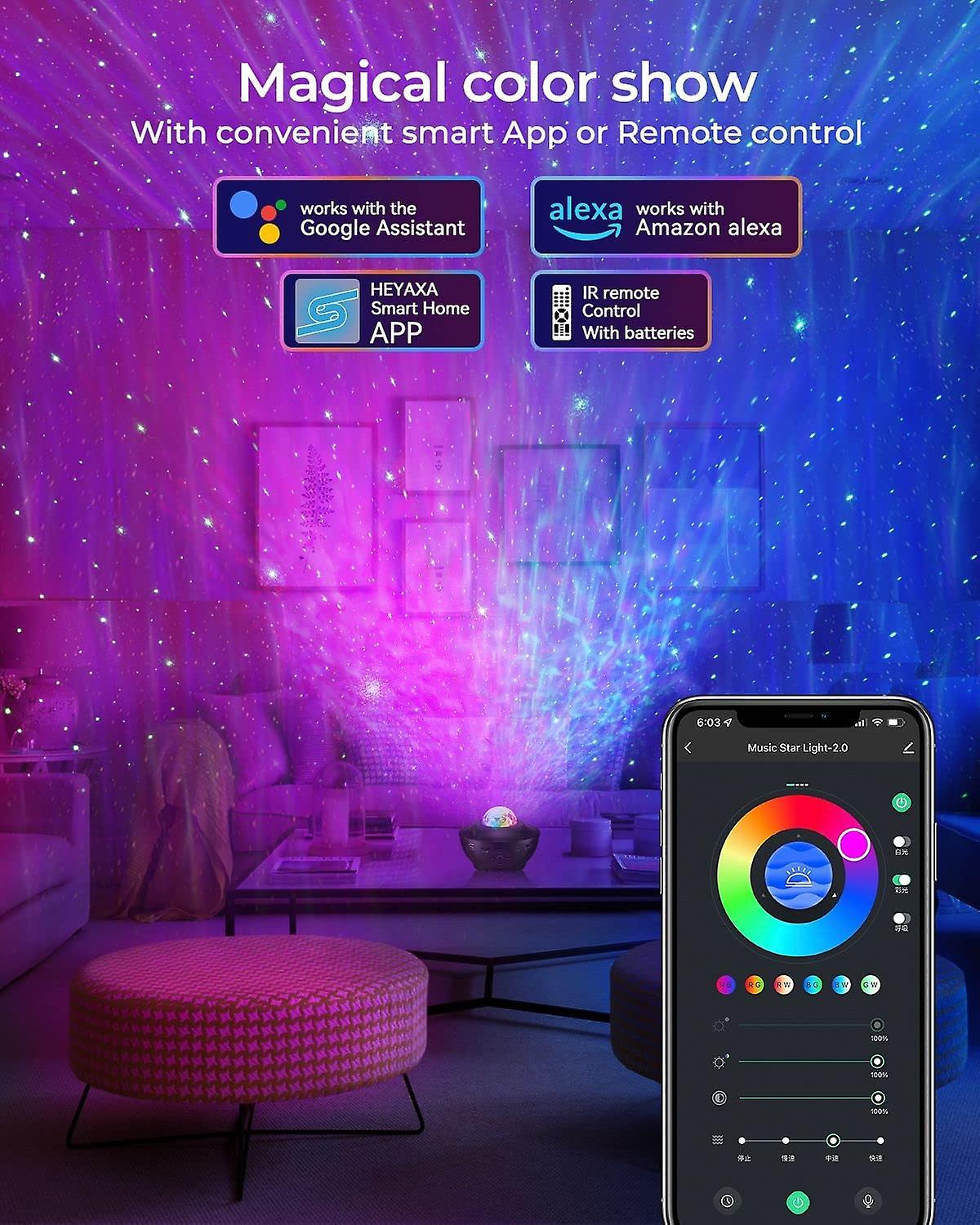 Galaxy Sky Star Projector Led Starry Night Light， Cool Planetarium Music Show Lamp With Bluetooth Speaker For Kids， Boys，adults Bedroom Space And Home