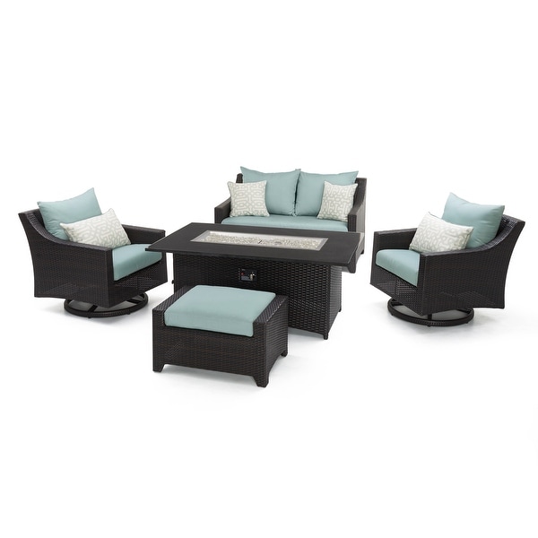 Deco 5 Piece Sunbrella Outdoor Patio Love and Motion Club Fire Set