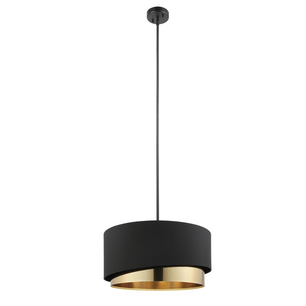 1 light Manderline Pendant Black Finish With Gold Shade Eglo