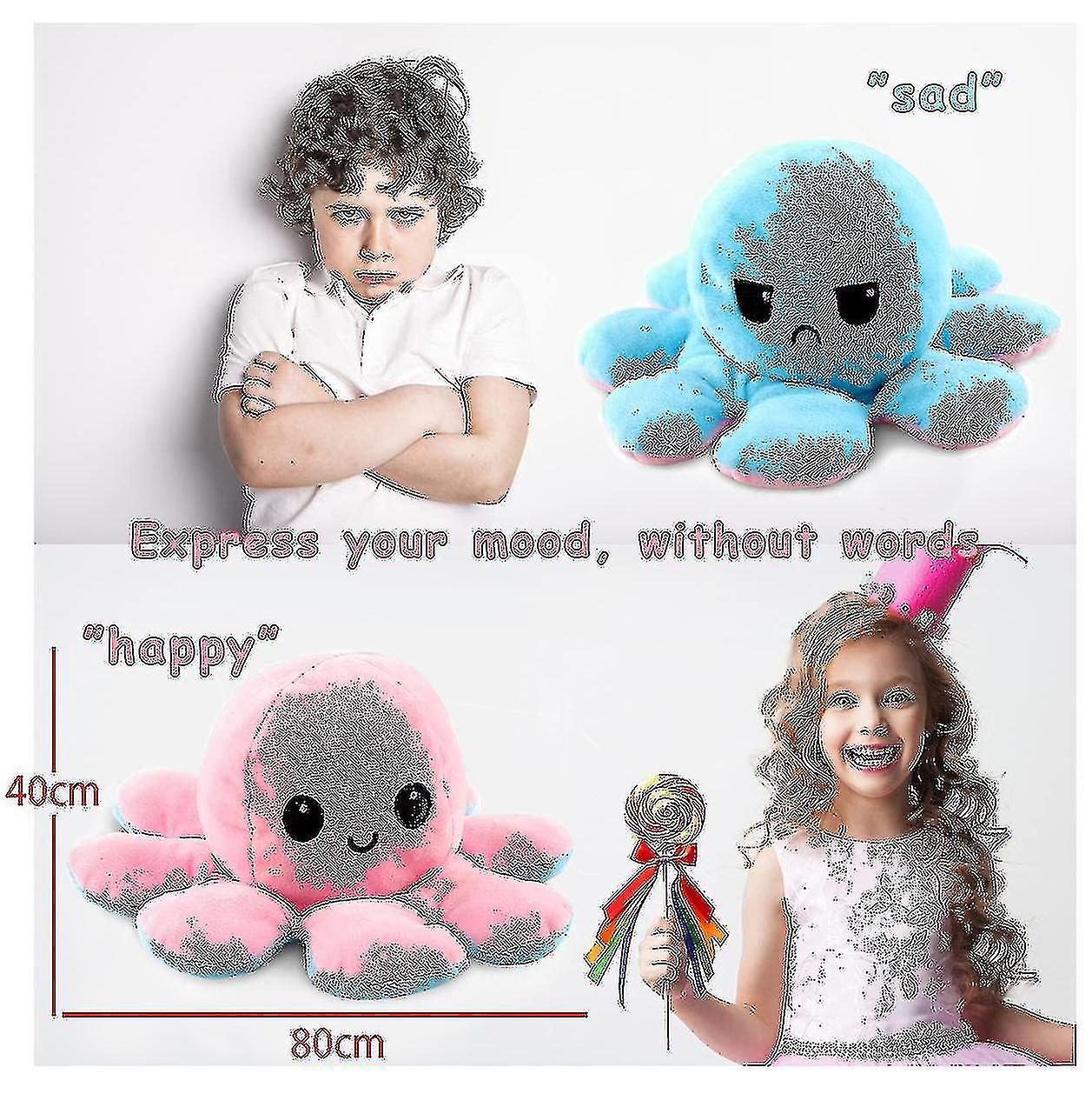 80cm Giant Reversible Stuffed Animal Reversible Sad Plush Toy Ur Without A Word! And Blue-i