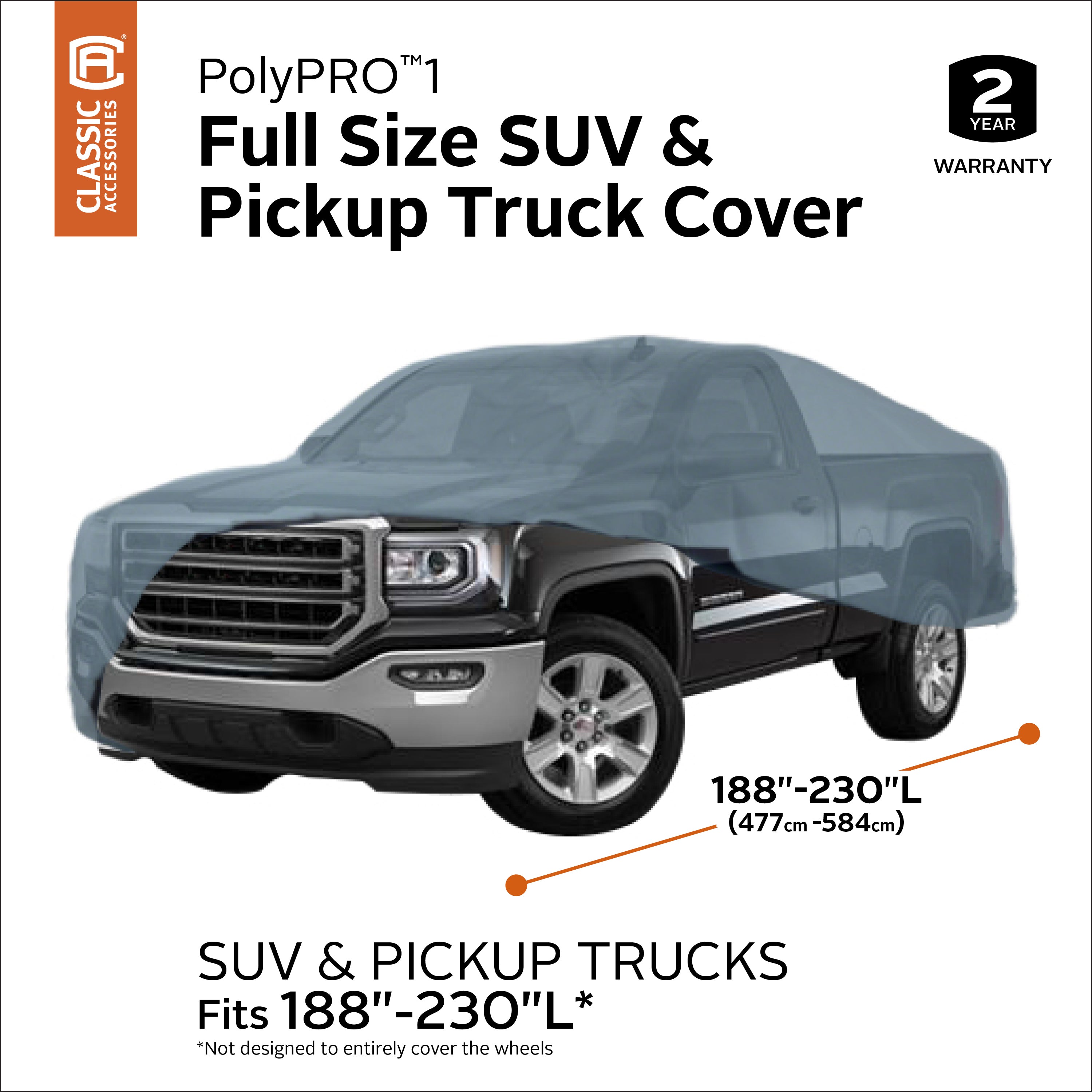 Classic Accessories Over Drive PolyPRO 1 Full-Size SUV and Pickup Cover， Fits SUVs and pickups 15' - 19' L