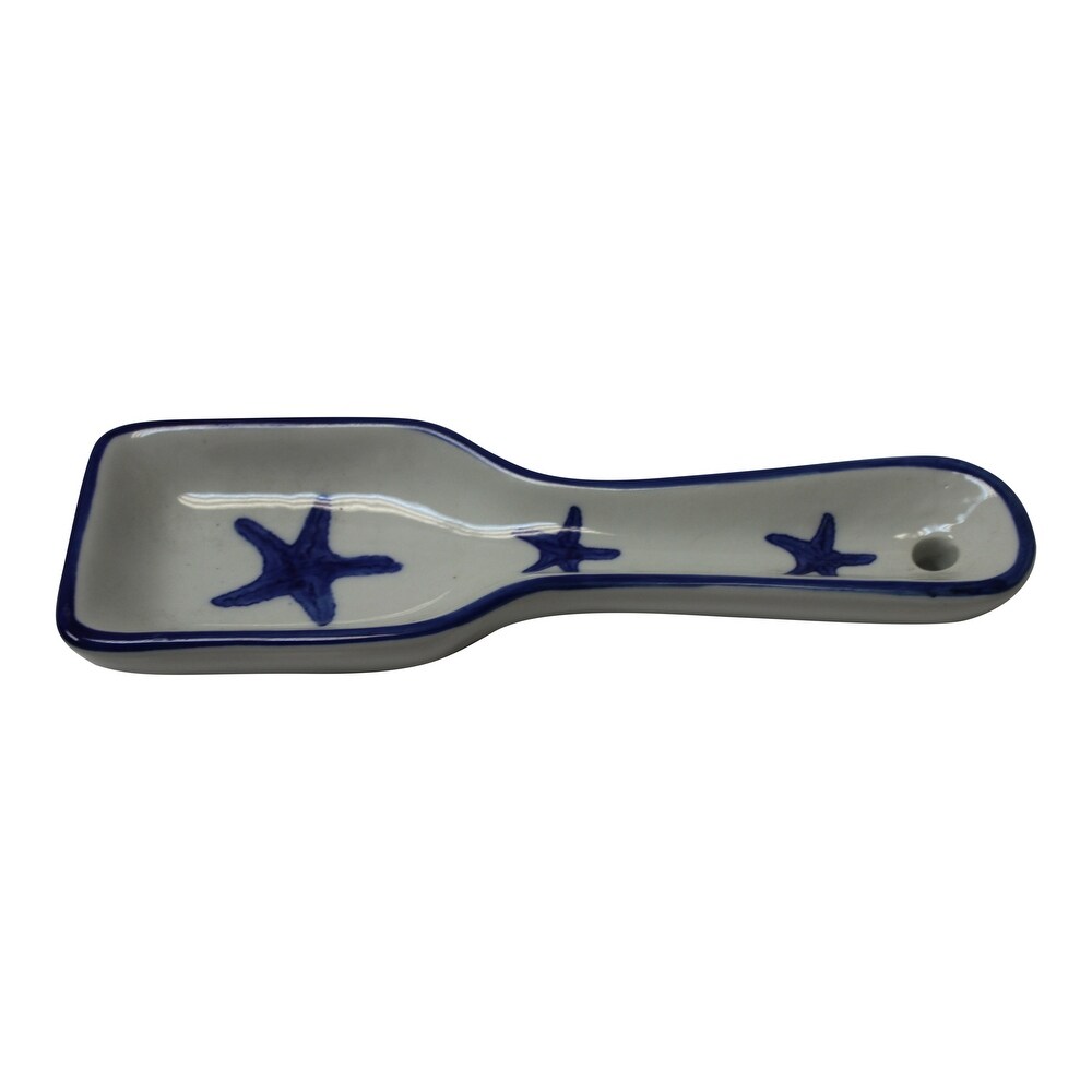 Starfish Blue and White Kitchen Stovetop Spoonrest Porcelain   Blue White
