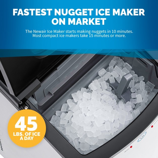 Newair 45 Lbs Nugget Countertop Ice Maker With Self Cleaning Function In Stainless Steel