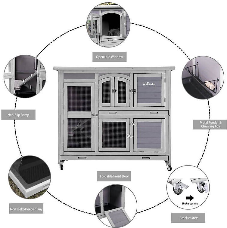 Aivituvin 42.1-in Two Story Indoor and Outdoor Rabbit Hutch