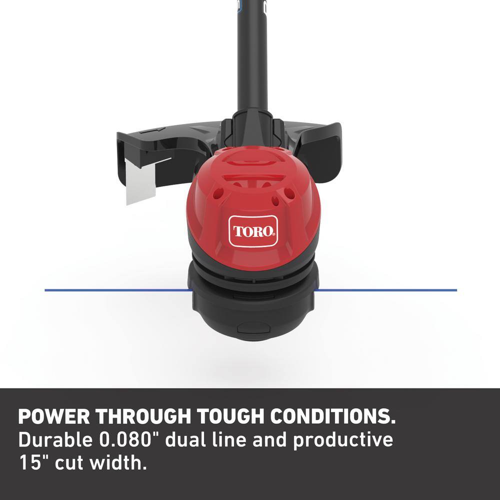 Toro 60V Max Lithium-Ion Brushless Cordless 15 in.  13 in. String Trimmer - 2.0 Ah Battery and Charger Included 51831