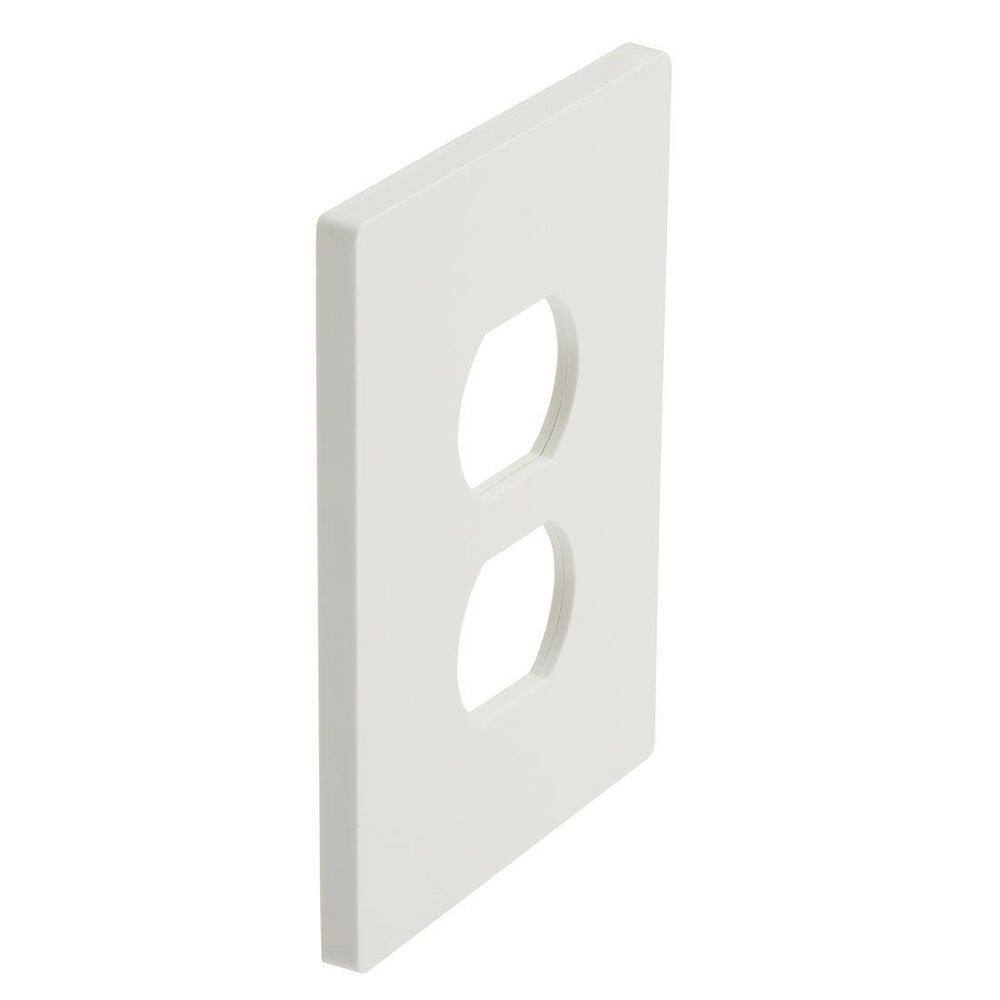 Hampton Bay Maple Hill 1-Gang White Screwless Duplex Outlet Plastic Wall Plate (1-Pack) 838844