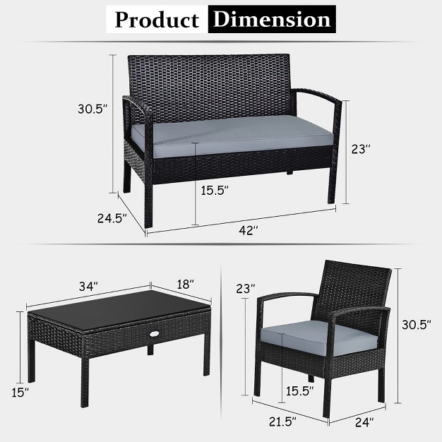 Costway 8pcs Patio Rattan Furniture Set Garden Deck