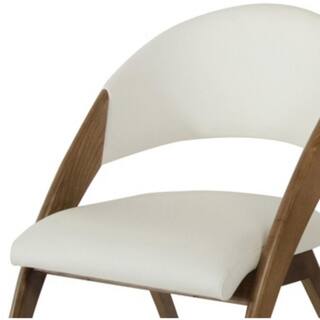 HomeRoots Valerie Walnut Wood and Cream Leatherette Dining Chair (Set of 1) 283004