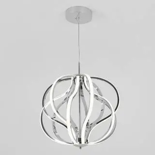 Artika Meridian 30-Watt Integrated LED Chrome Modern Hanging Pendant Chandelier Light Fixture for Dining Room or Kitchen Island PDT-MD-HD