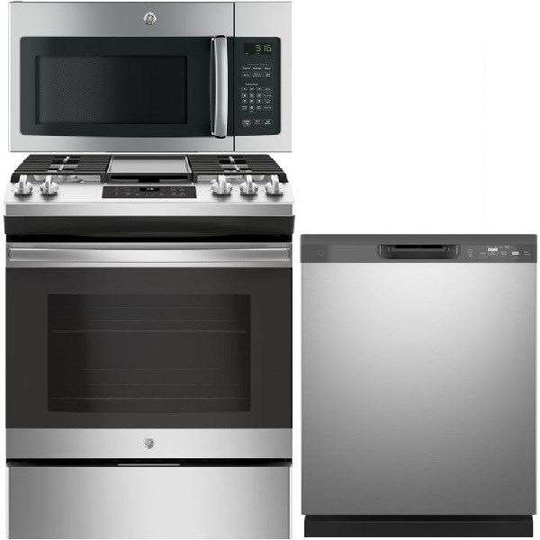 GE Stainless Steel 3 Piece Kitchen Suite