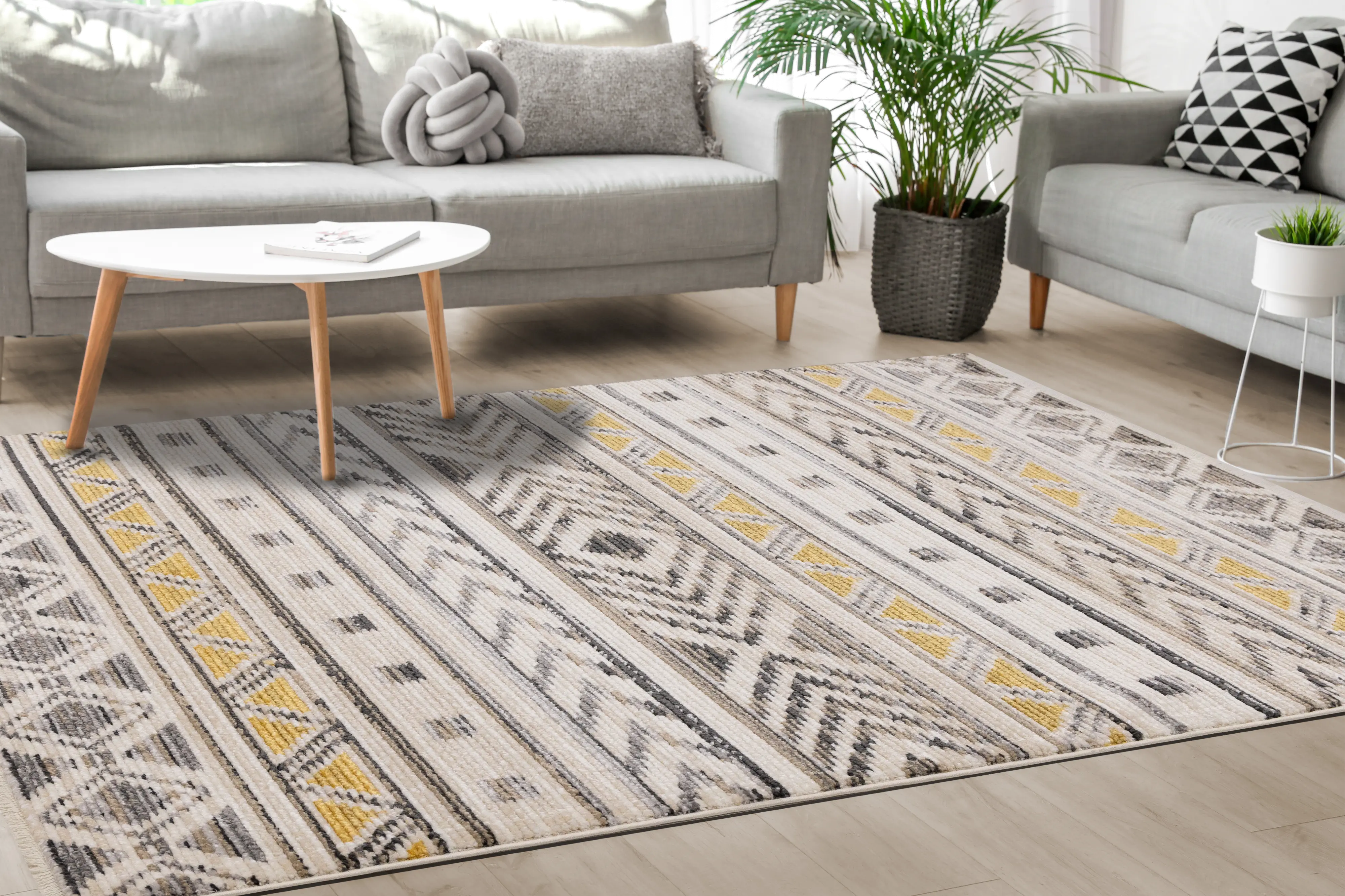 Calabar 5 x 8 Yellow Gray Area Rug