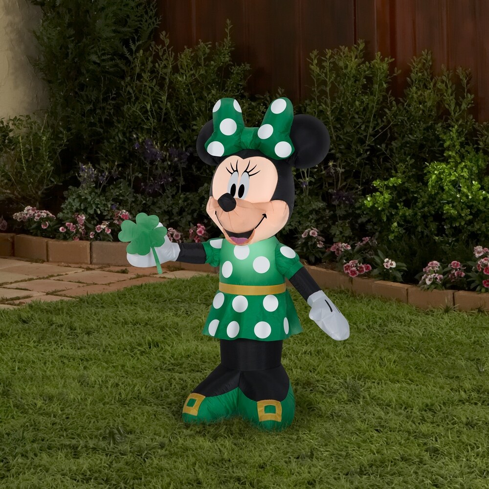 Gemmy Airblown Inflatable St. Patrick's Day Minnie Mouse  3.5 ft Tall  green   42.13x17.72x28.35