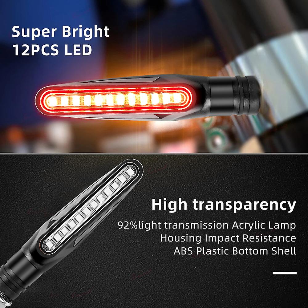 2pcs Universal Motorcycle Led Turn Signals Light Flowing Water Flashing Indicator Sequential Tail Running Lamp Blinker Flasher