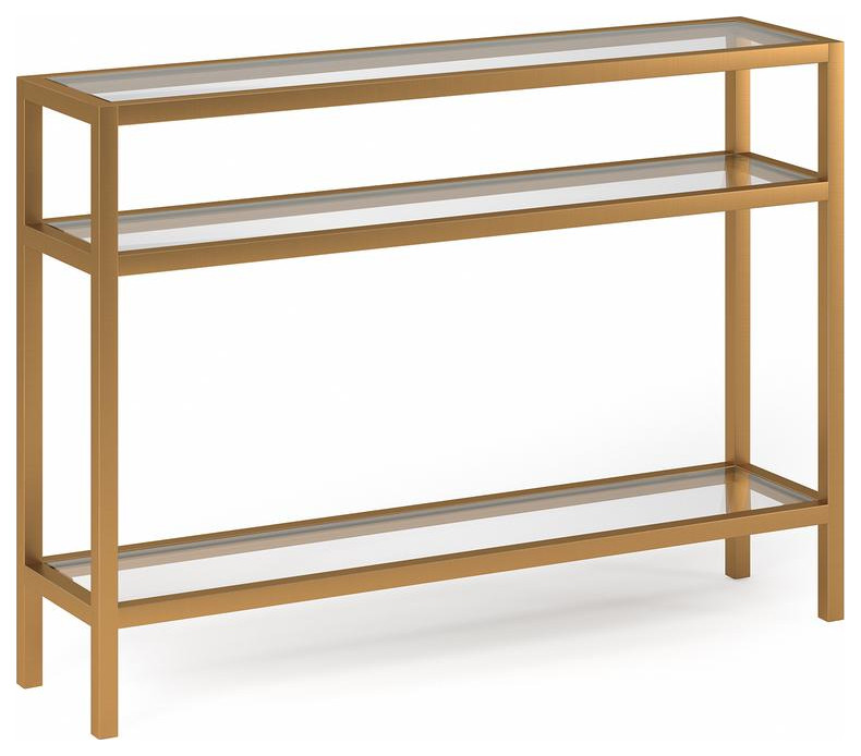 Sivil 42  x27 x27Wide Rectangular Console Table in Brass   Contemporary   Coffee Tables   by BisonOffice  Houzz