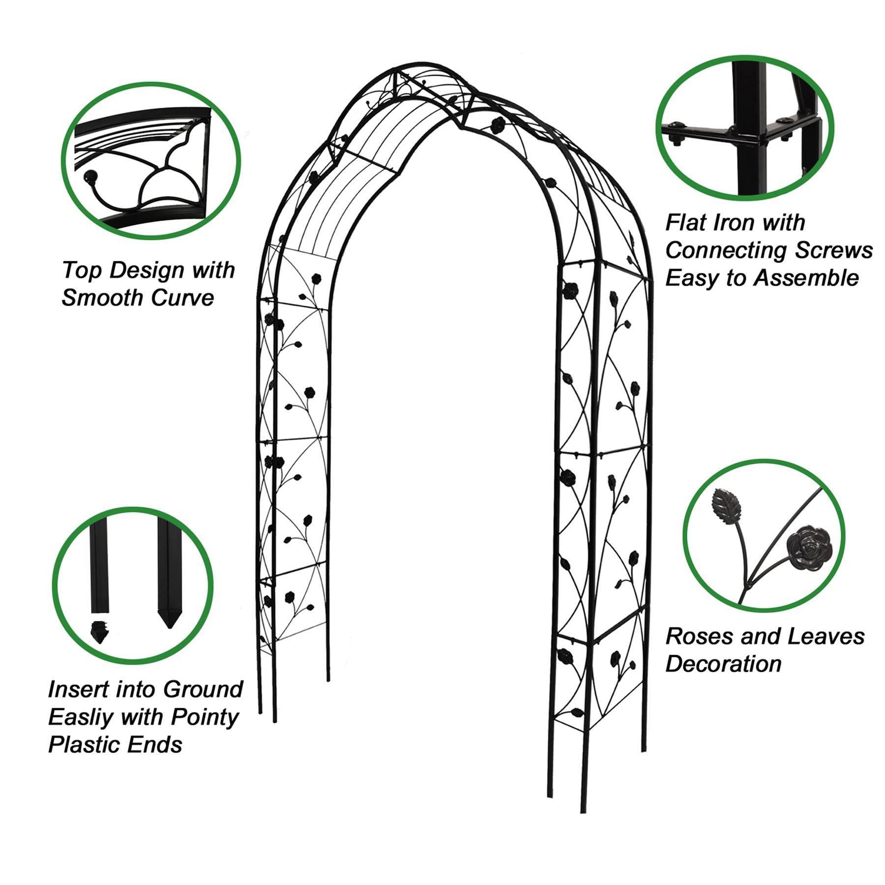 ANYHI Metal Garden Arch Assemble Freely with 8 Styles Garden Arbor Trellis Climbing Plants Support Rose Arch Outdoor Arch Wedding Arch Party Events Archway Black