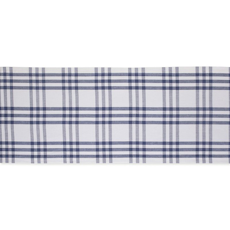 72 Table Runner with Blue Checkered Design