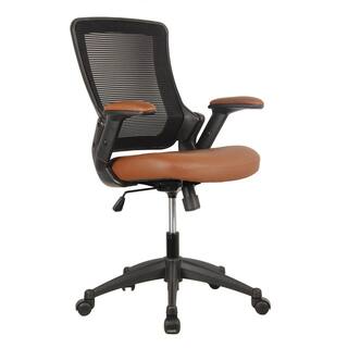 TECHNI MOBILI 25 in. Width Big and Tall Brown Faux Leather Task Chair with Adjustable Height RTA-8030-BRN