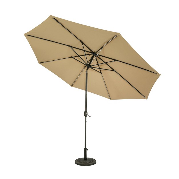 11 x27 X 11 x27 Calypso Ii Market Patio Umbrella With Solar Led Strip Lights Champagne Island Umbrella