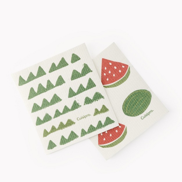 Cuisipro All Purpose Eco cloth Sponge Cloth Green Triangle watermelon Set Of 2