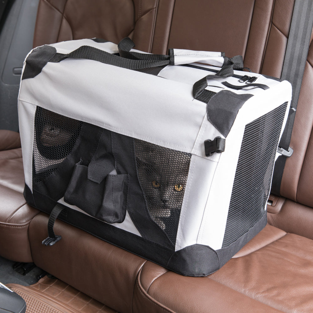 Soft-Sided Mesh Foldable Pet Travel Carrier， Airline Approved Pet Bag for Dogs and Cats