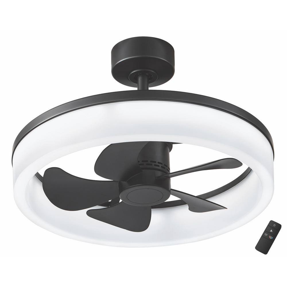 Home Decorators Collection Dialstone 23 in. Integrated CCT LED IndoorOutdoor Matte Black Ceiling Fan with Remote Control AK480-MBK