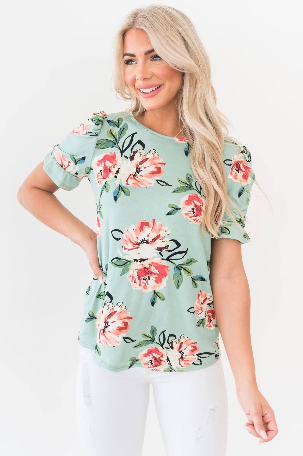 Darling Smile Ruche Sleeve Top