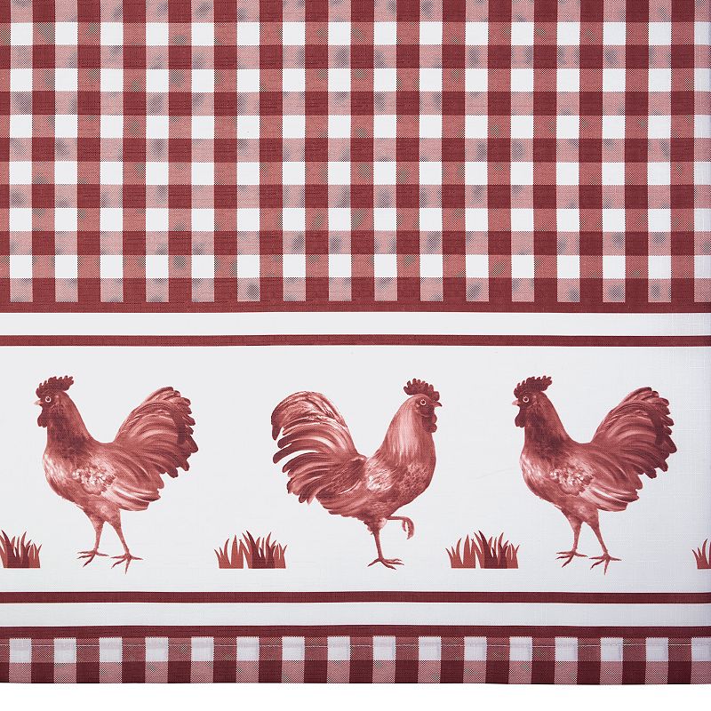 Achim Barnyard Rooster Plaid Tier and Valance Kitchen Curtain Set