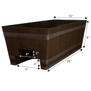 CHG CLASSIC HOME  GARDEN 24 in. Jameson Deck Rail Kentucky Walnut Resin Planter 1073D-037R