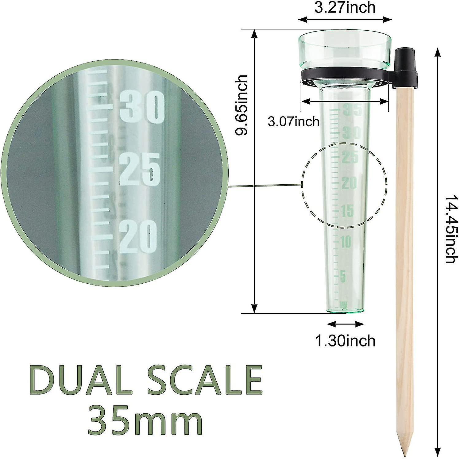 Rain Gauge， 1 Piece Plastic Rain Gauge With Stand Rainfall Measuring Tube For Outdoor Yard Rainfall Measurement