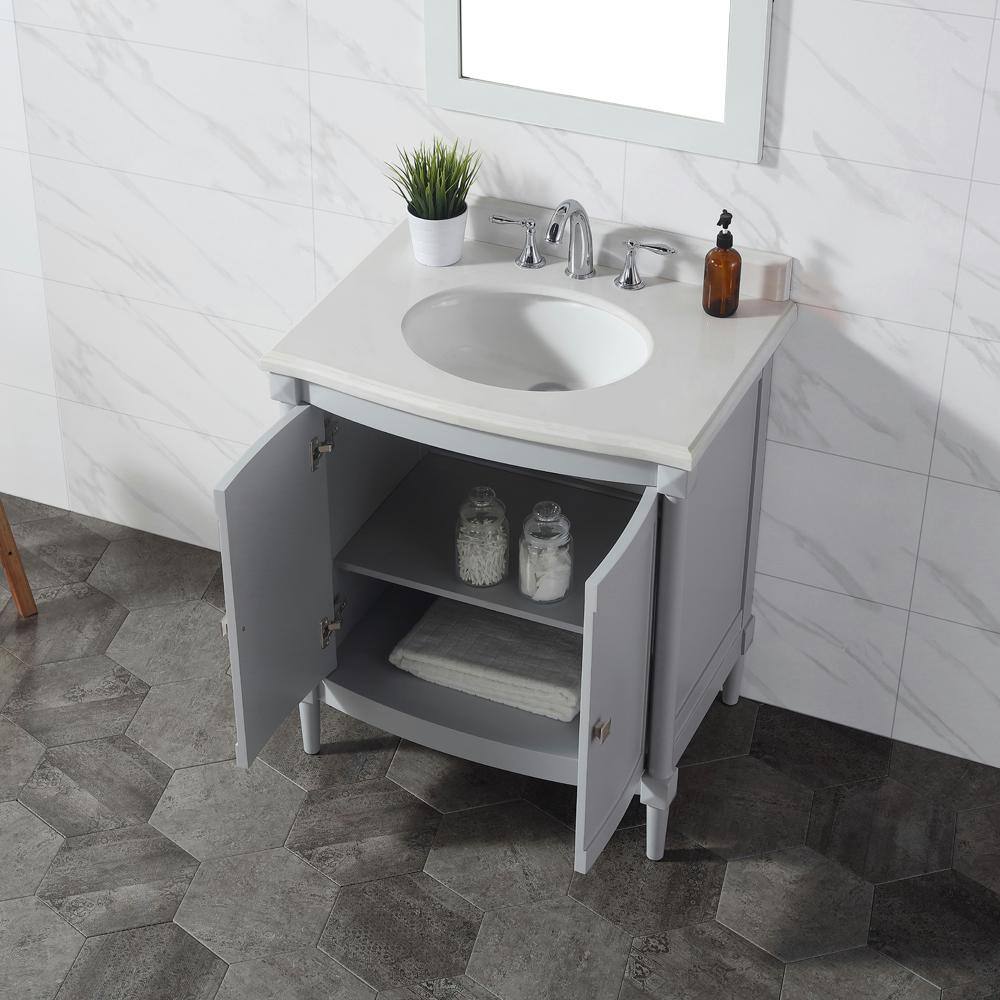 Home Decorators Collection Parkcrest 30 in. W x 22 in. D Vanity in Dove Grey with Marble Top in White with White Sink Parkcrest 30