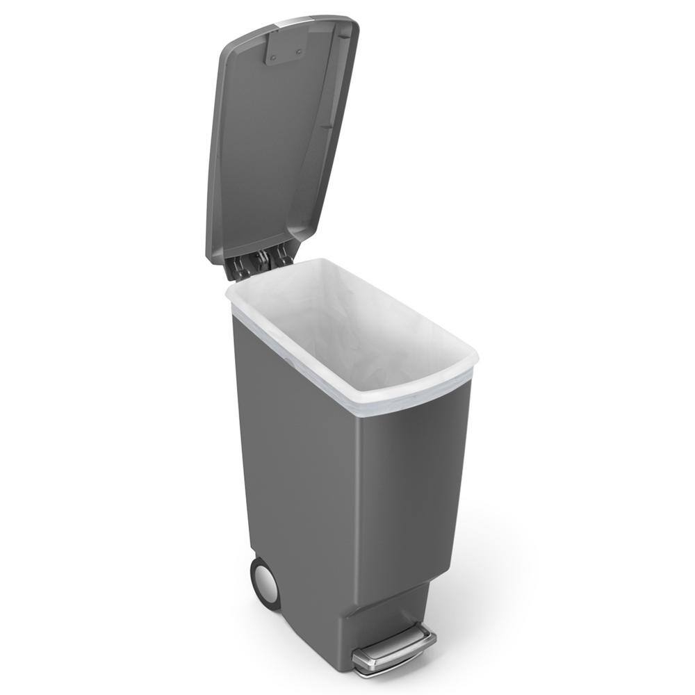 simplehuman 40-Liter Slim Plastic Step-On Trash Can in Grey CW1363